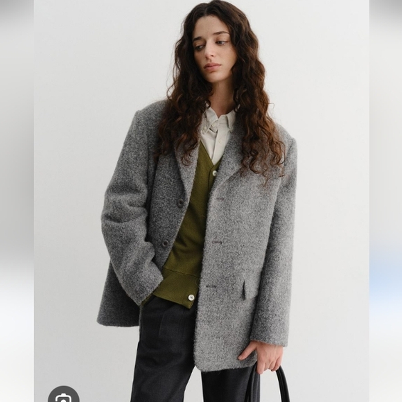 DUNST gray WoolboucleUnisex Blazer Jacket Size S Color Melange Gray